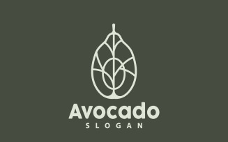 Avocado Logo Fresh Fruit Vector Design V10