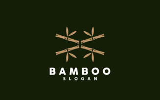 Bamboo Logo Green Plant Vector Simple V11