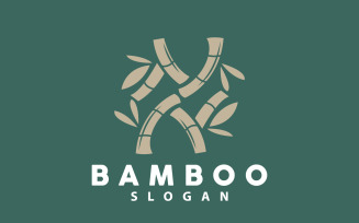 Bamboo Logo Green Plant Vector Simple V15