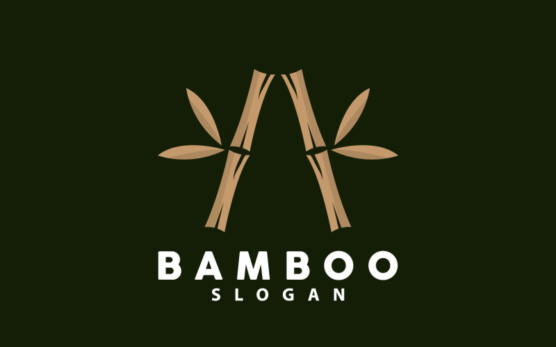 Bamboo Logo Green Plant Vector Simple V2 Logo Template