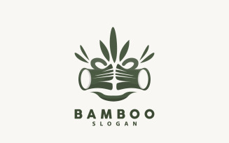 Bamboo Logo Green Plant Vector Simple V3