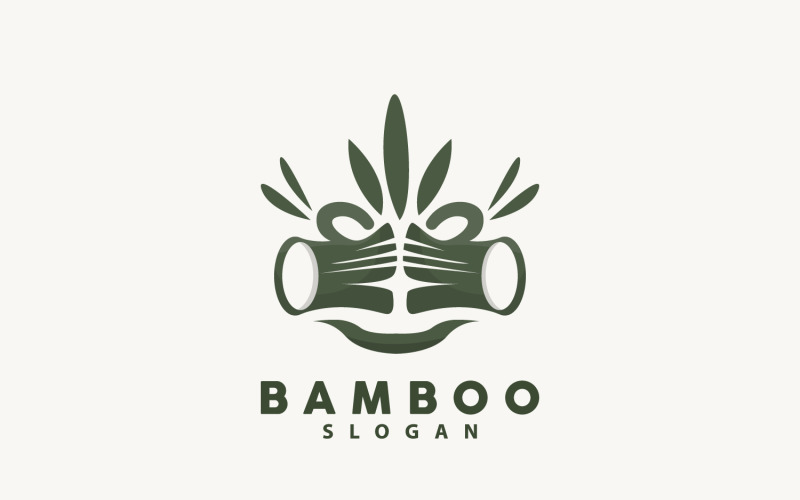 Bamboo Logo Green Plant Vector Simple V3 Logo Template
