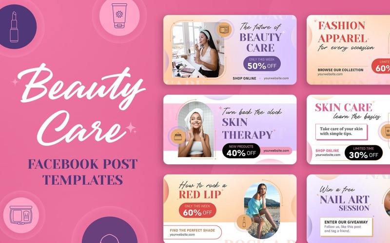 Beauty Care Facebook Post Templates Social Media