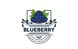 Blueberry Logo Garden Farm Fresh Fruit V1