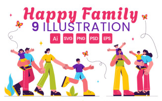 9 Happy Family Illustration