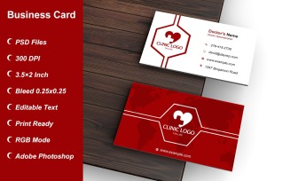 Business Card Template for Clinic - Doctor - Hospital - Customizable Designs - 607