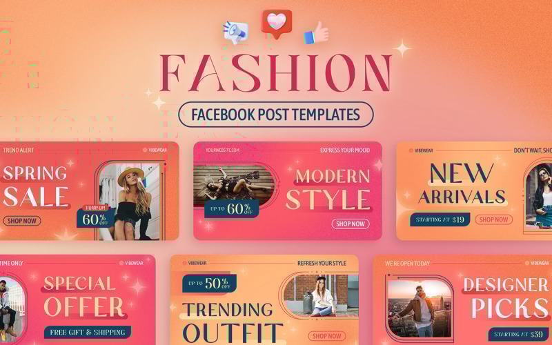 Fashion Sale Facebook Post Templates Social Media