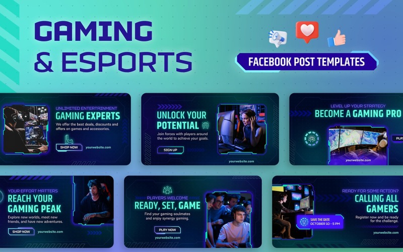 Gaming and eSports Facebook Banner Templates Social Media