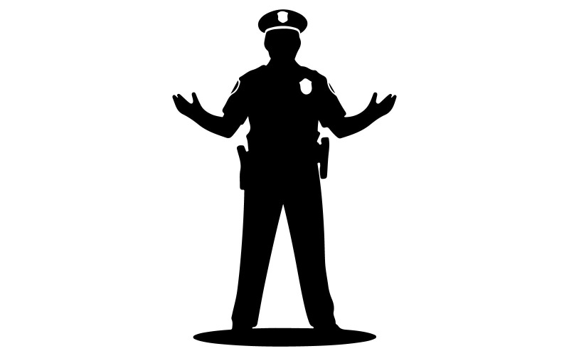 Officer silhouette vector art illustration Illustration