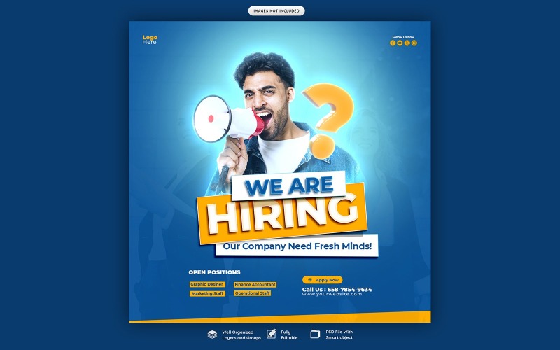 We Are Hiring Job Vacancy Social Media Post Template