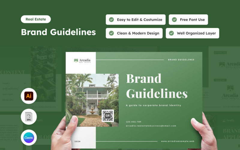 Arcadia - Real Estate Brand Guideline Template Magazine Template