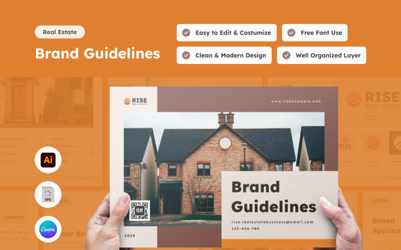 Rise - Real Estate Brand Guideline Template Magazine Template