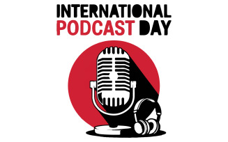 A vector art illustration of a white microphone with a red circle around