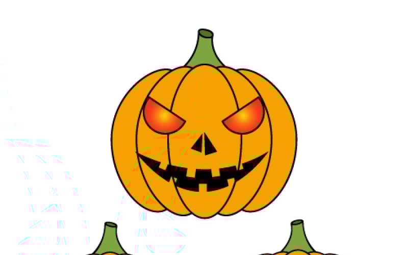 An orange smiling pumpkin with laser red eyes Vector Graphic