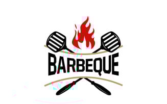 Barbeque Logo Hot Grill Design BBQ GrillV1