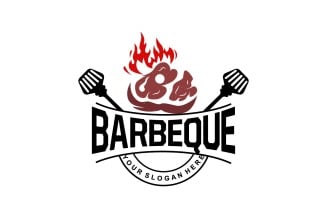Barbeque Logo Hot Grill Design BBQ GrillV2