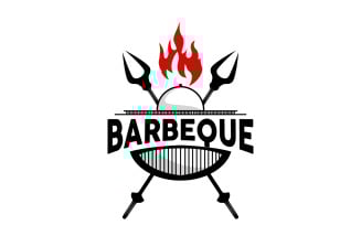 Barbeque Logo Hot Grill Design BBQ GrillV3
