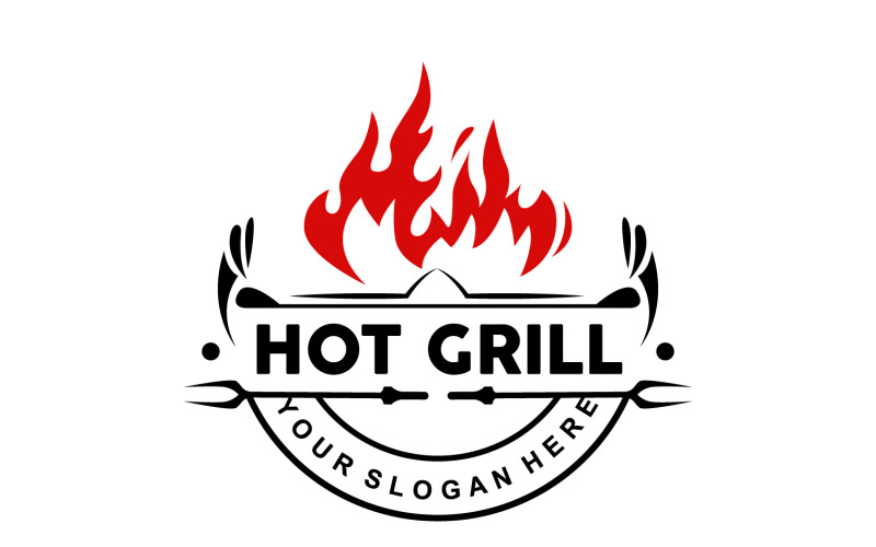 Barbeque Logo Hot Grill Design BBQ GrillV5 Logo Template