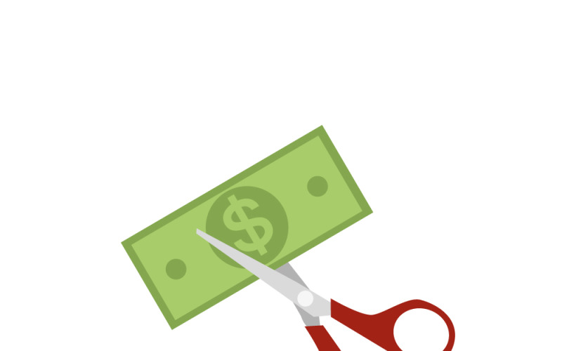 Devolution, scissors cutting a banknote, financial crisis Vector Graphic