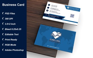 Business Card Template for Clinic - Doctor - Hospital - Customizable Designs - 620
