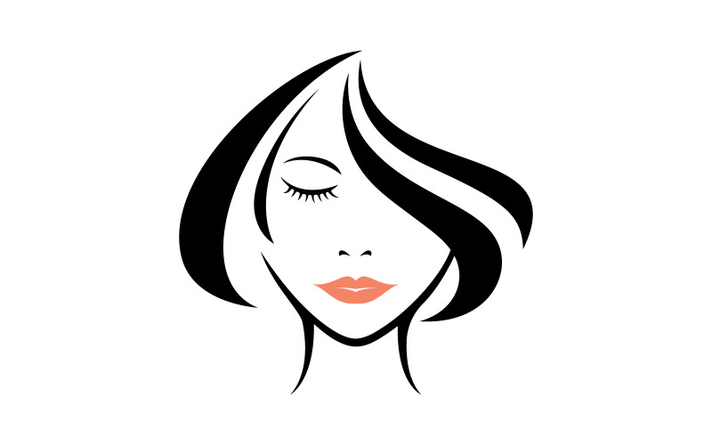 Beauty women long hair style icon V0 Logo Template