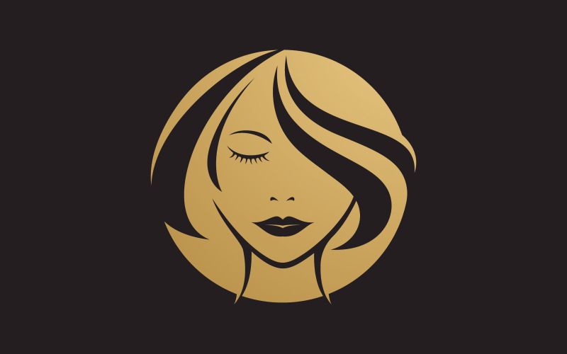 Beauty women long hair style icon V11 Logo Template