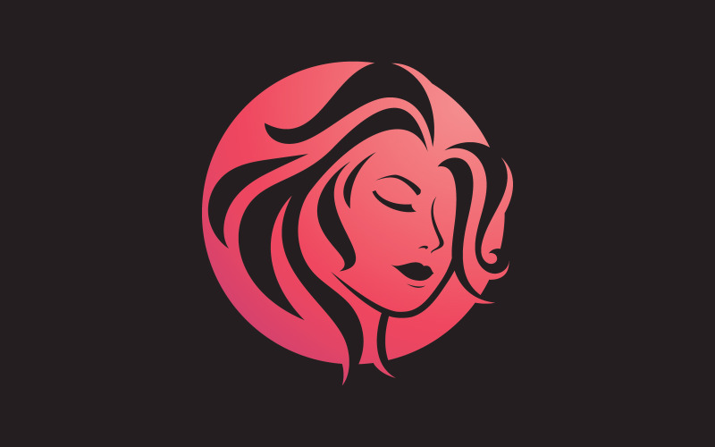 Beauty women long hair style icon V12 Logo Template