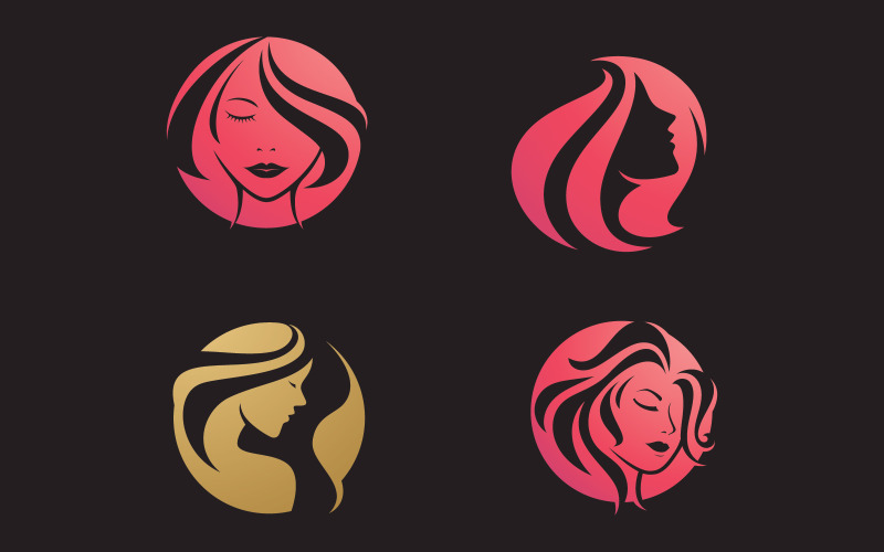 Beauty women long hair style icon V13 Logo Template