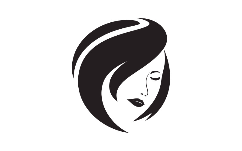 Beauty women long hair style icon V1 Logo Template
