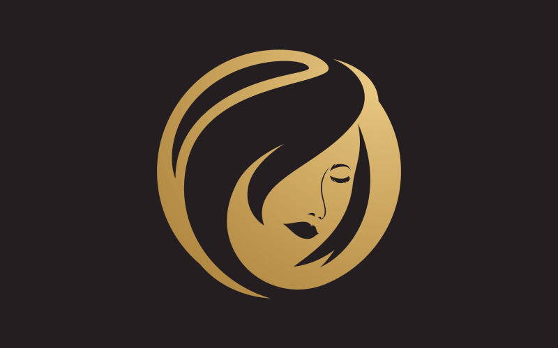 Beauty women long hair style icon V2 Logo Template