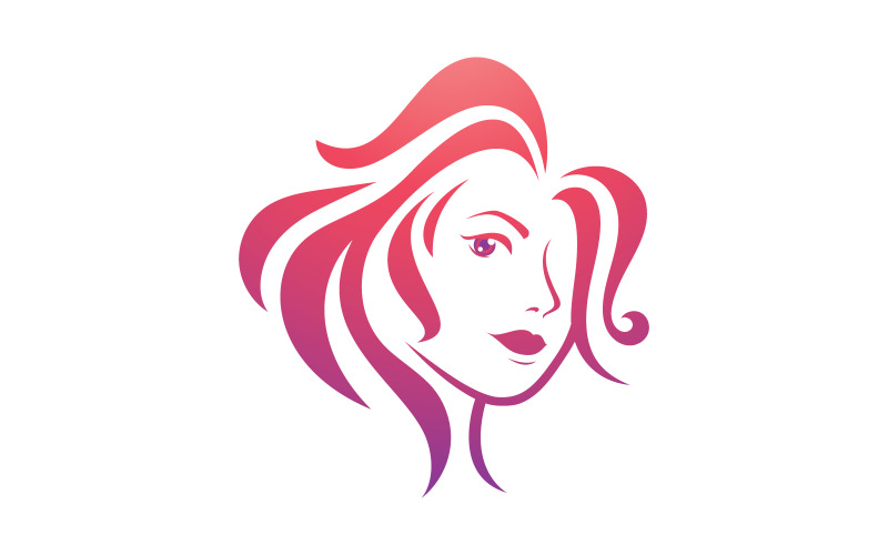 Beauty women long hair style icon V3 Logo Template