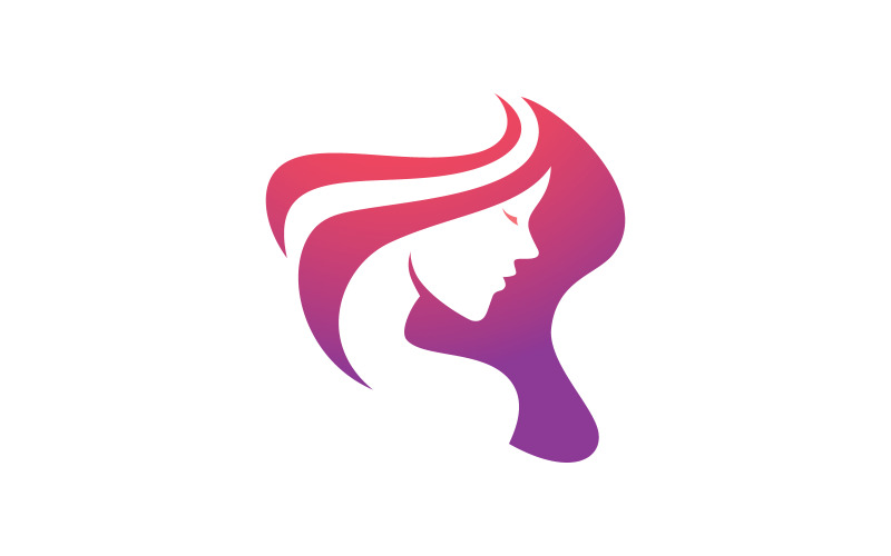 Beauty women long hair style icon V4 Logo Template
