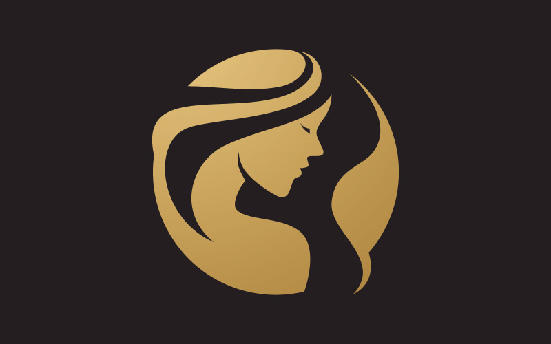Beauty women long hair style icon V5 Logo Template