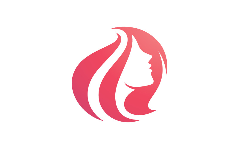 Beauty women long hair style icon V6 Logo Template