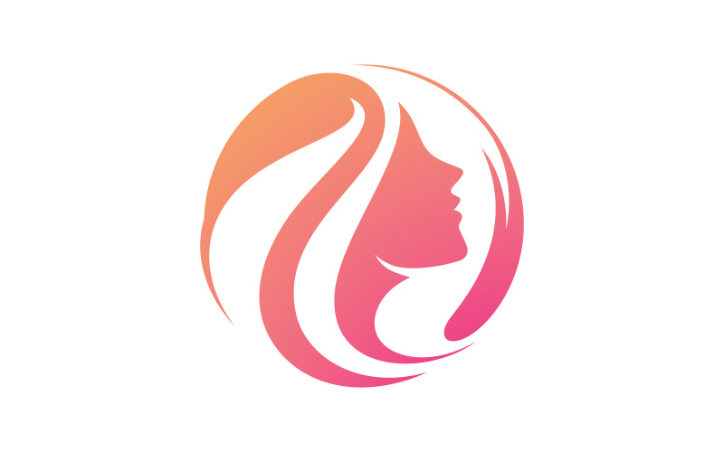 Beauty women long hair style icon V7 Logo Template