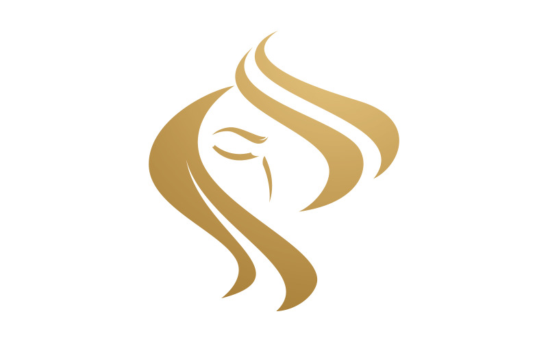 Beauty women long hair style icon V8 Logo Template