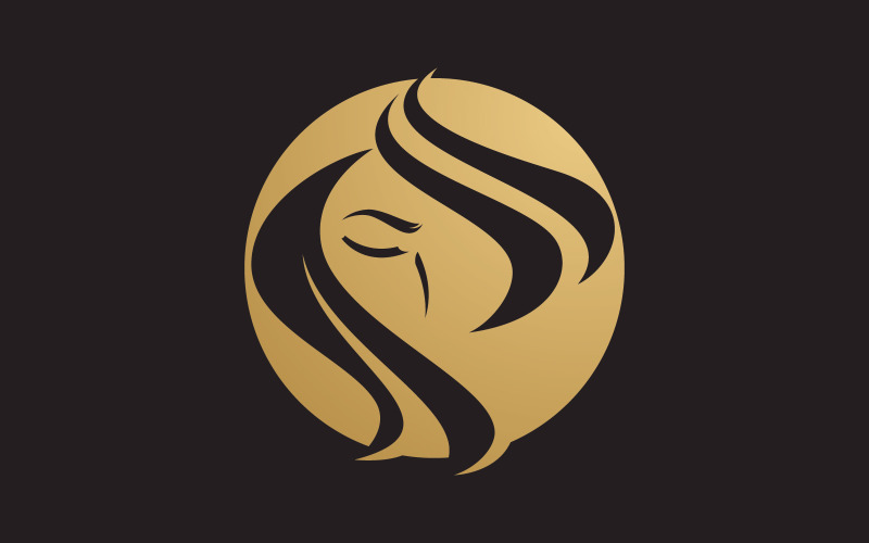 Beauty women long hair style icon V9 Logo Template