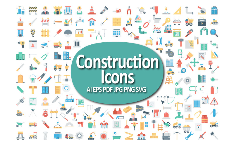 Construction Icon Pack for Building and Engineering Projects Icon Set