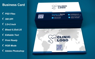 Business Card Template for Clinic - Doctor - Hospital - Customizable Designs - 621