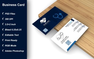 Business Card Template for Clinic - Doctor - Hospital - Customizable Designs - 630