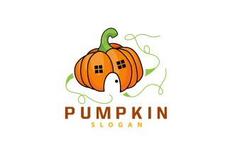 Premium Pumpkin Logo Halloween Fruit Design V7