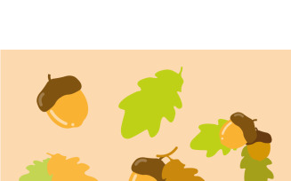 Oak leaves and acorns forest elements set