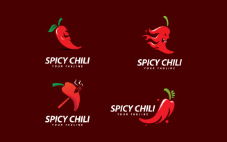 Chili logo vector Spicy food symbol template V13