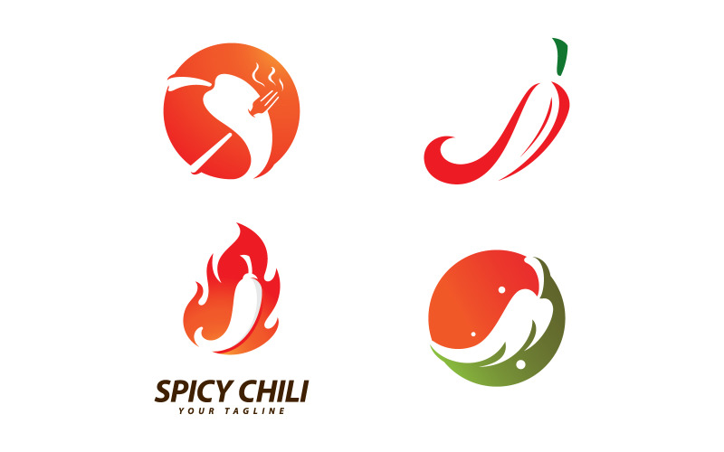 Chili logo vector Spicy food symbol template V14 Logo Template