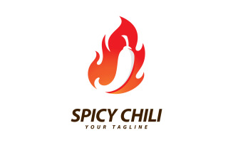 Chili logo vector Spicy food symbol template V2