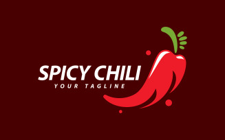 Chili logo vector Spicy food symbol template V5