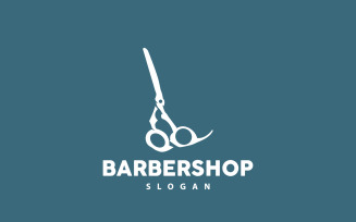 Barbershop Logo Scissors Vector Retro Vintage V1