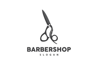 Barbershop Logo Scissors Vector Retro Vintage V3