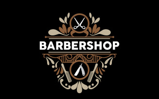 Barbershop Logo Scissors Vector Retro Vintage V7