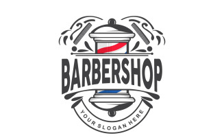 Barbershop Logo Scissors Vector Retro Vintage V8